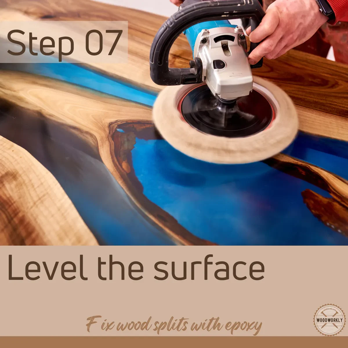 Level the epoxy surface by sanding