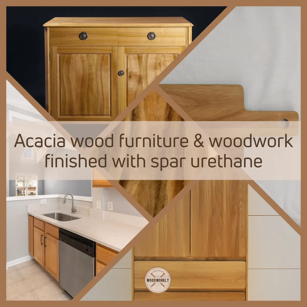 Acacia wood furniture & woodwork finished with spar urethane