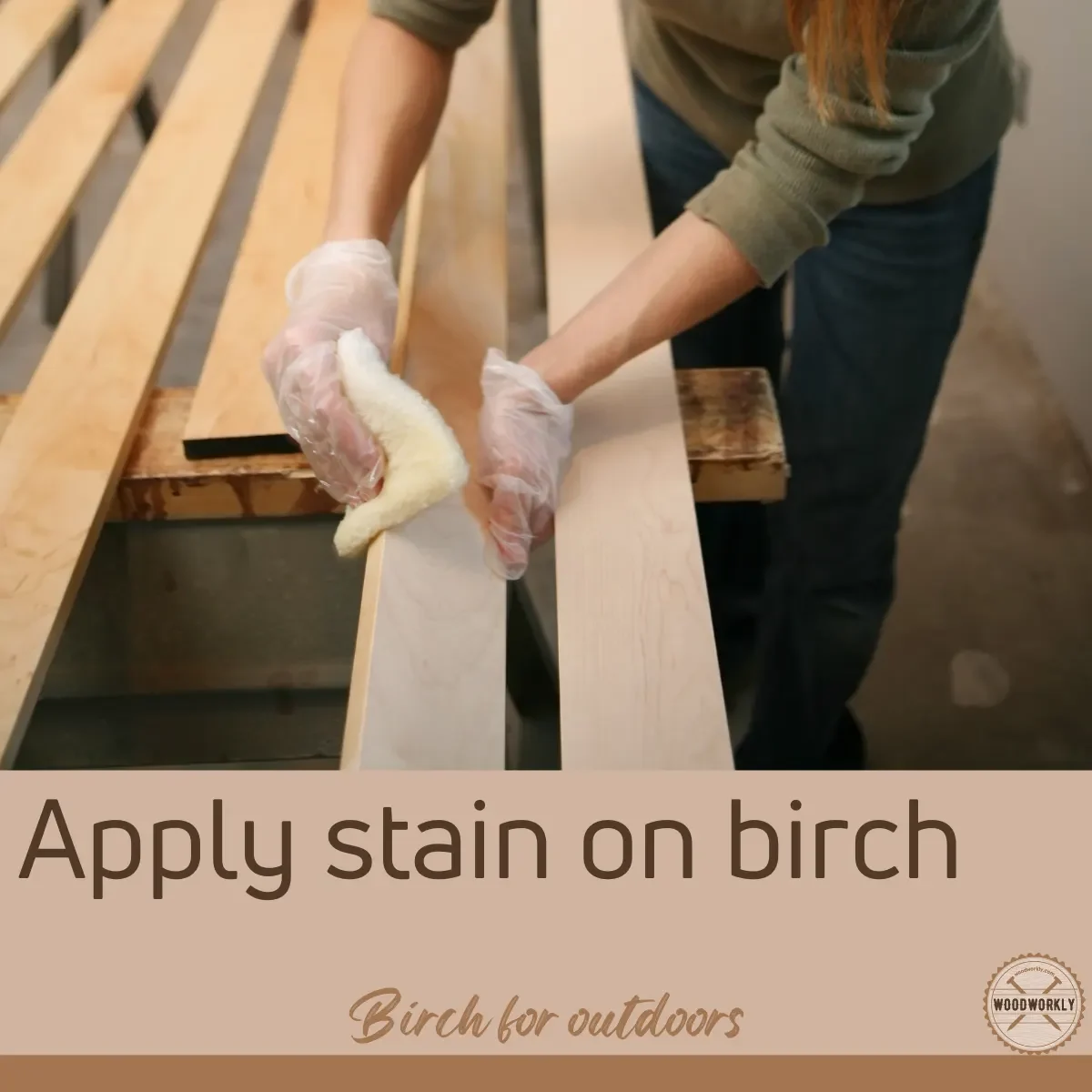 Apply stain on birch before keeping outside