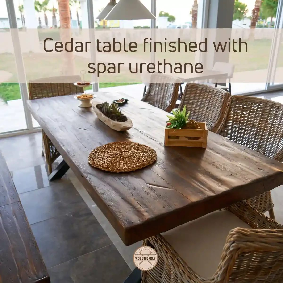 Cedar table finished with spar urethane