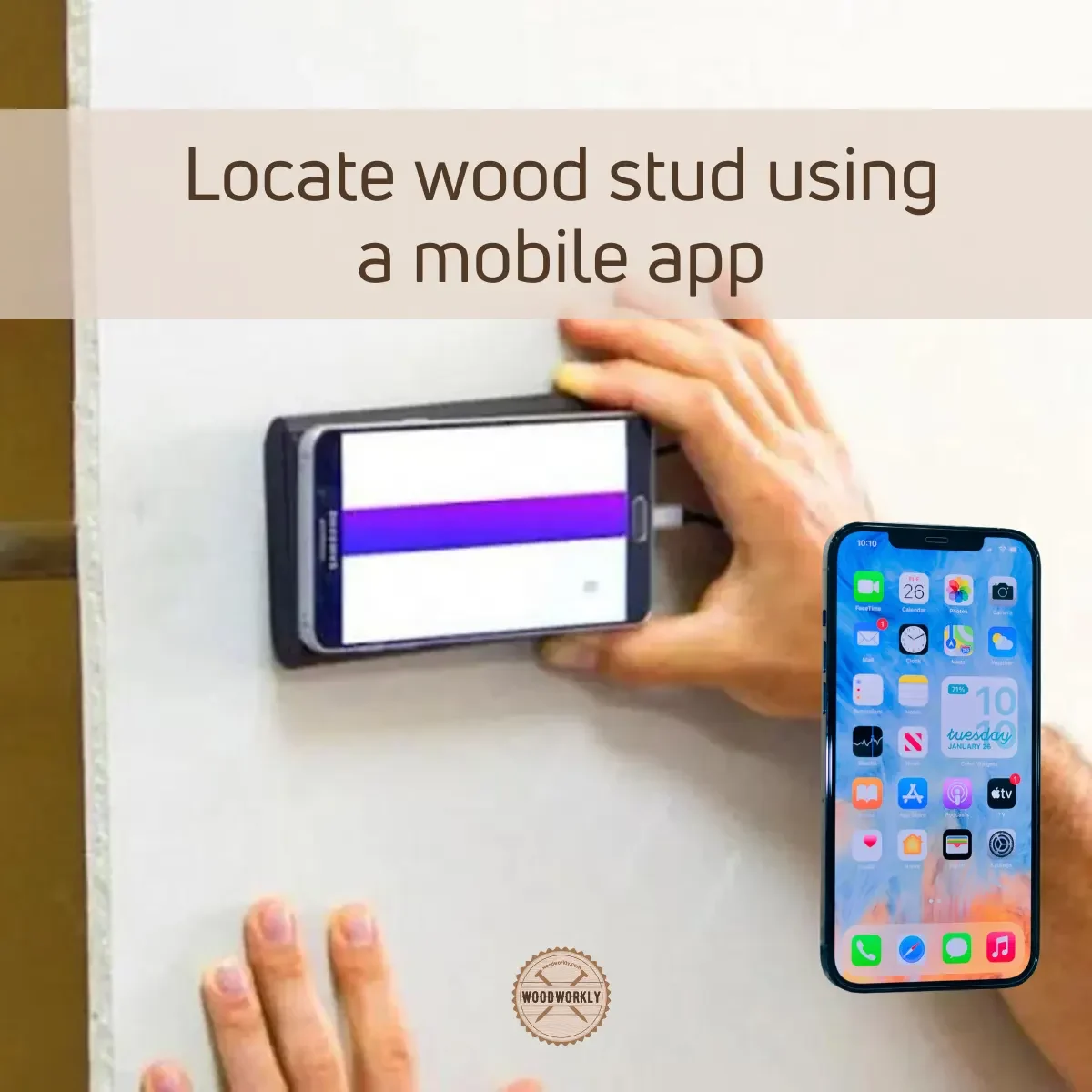 Locate wood stud using a mobile app