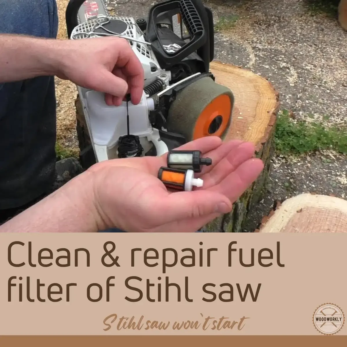 Clean & repair fuel filter of Stihl saw