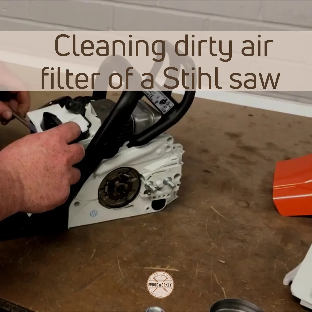 Cleaning dirty air filter of a Stihl saw
