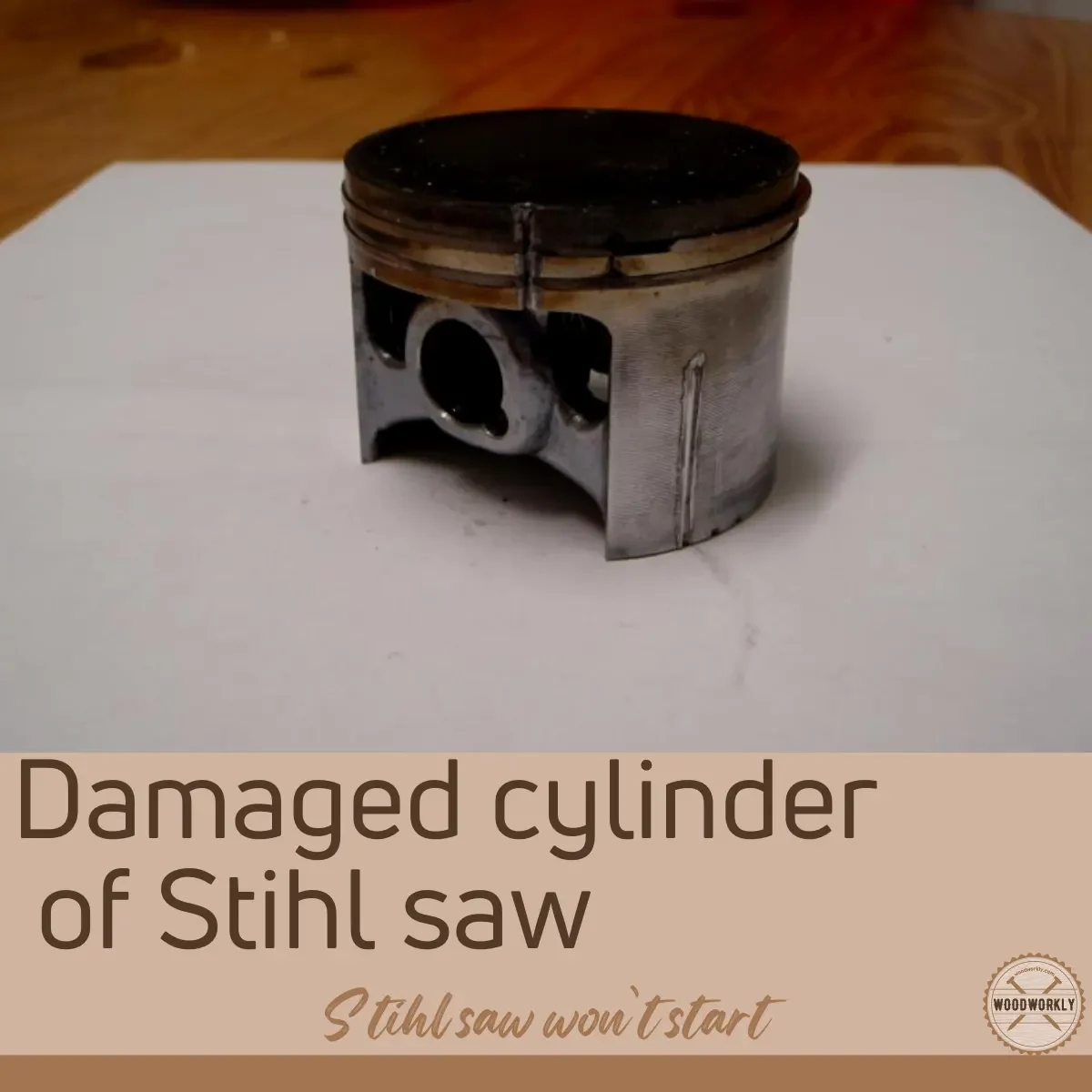 Damaged cylinder of stihl saw