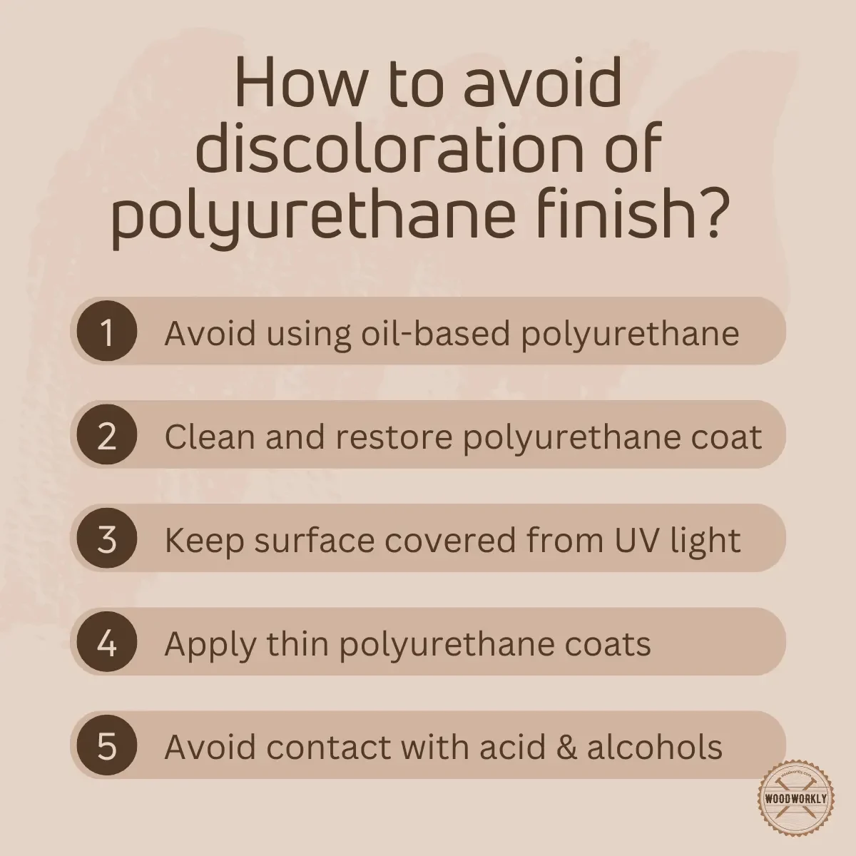 How to avoid discoloration of polyurethane finish
