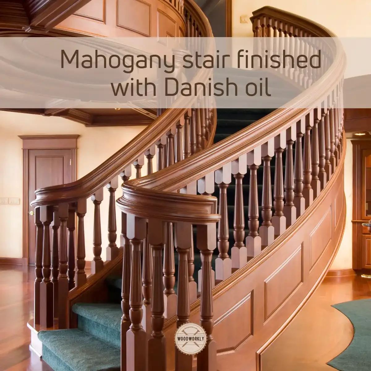 Mahogany stair finished with Danish oil
