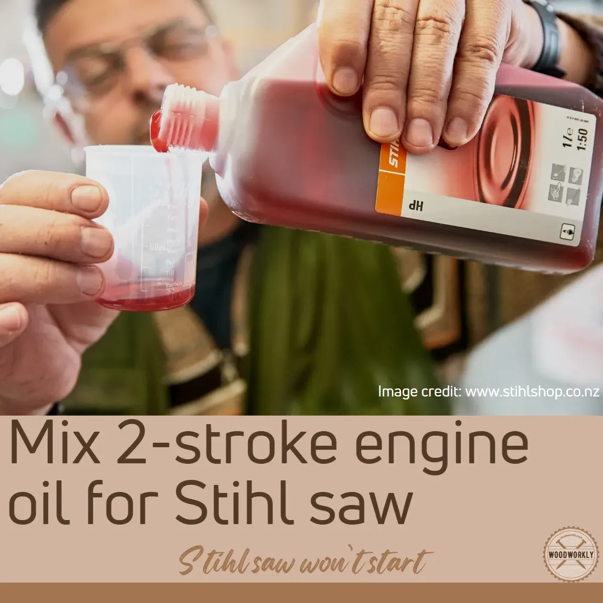 Mix 2-stroke engine oil for Stihl saw