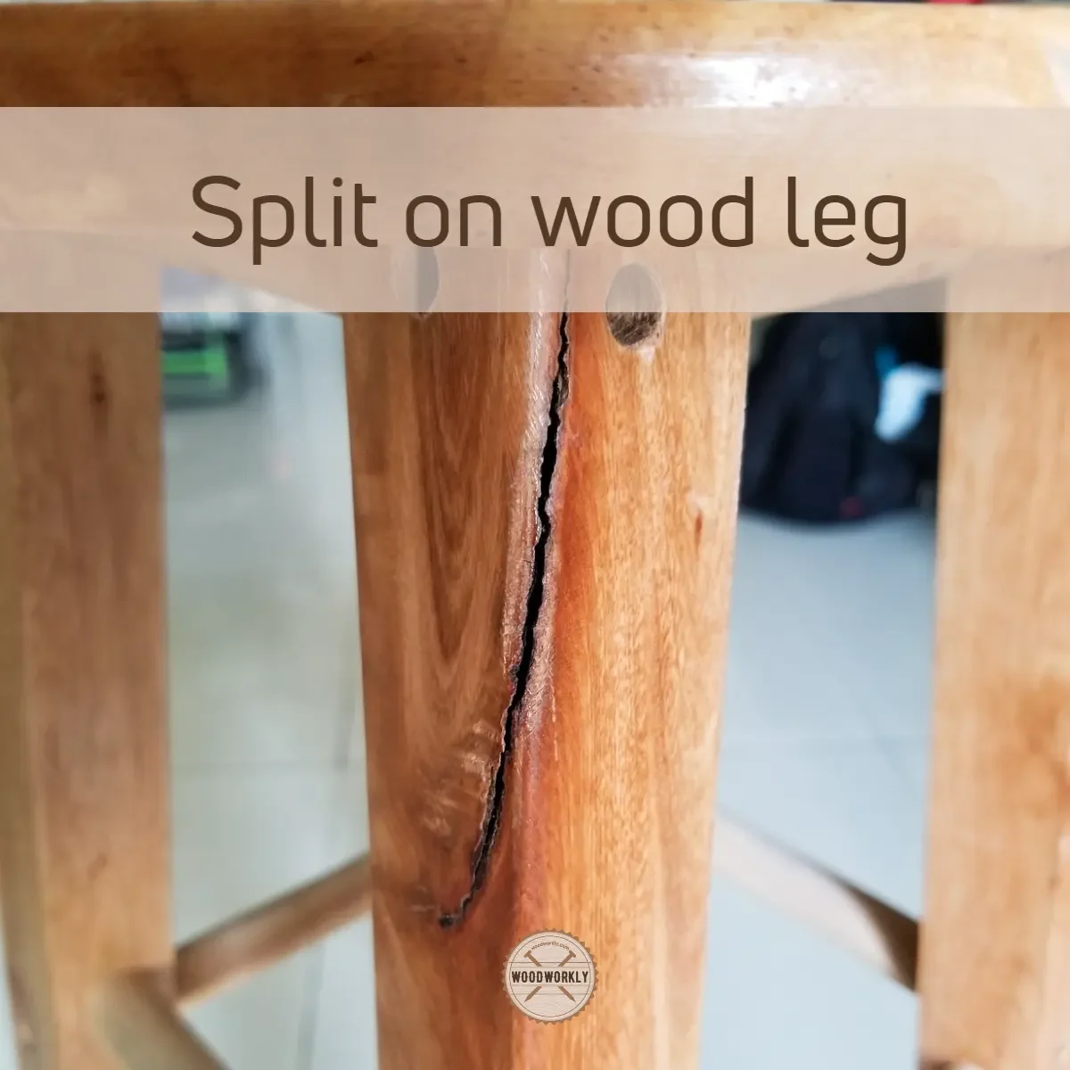 Split on wood leg