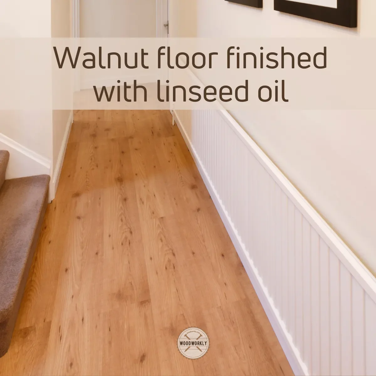 Walnut floor finished with linseed oil
