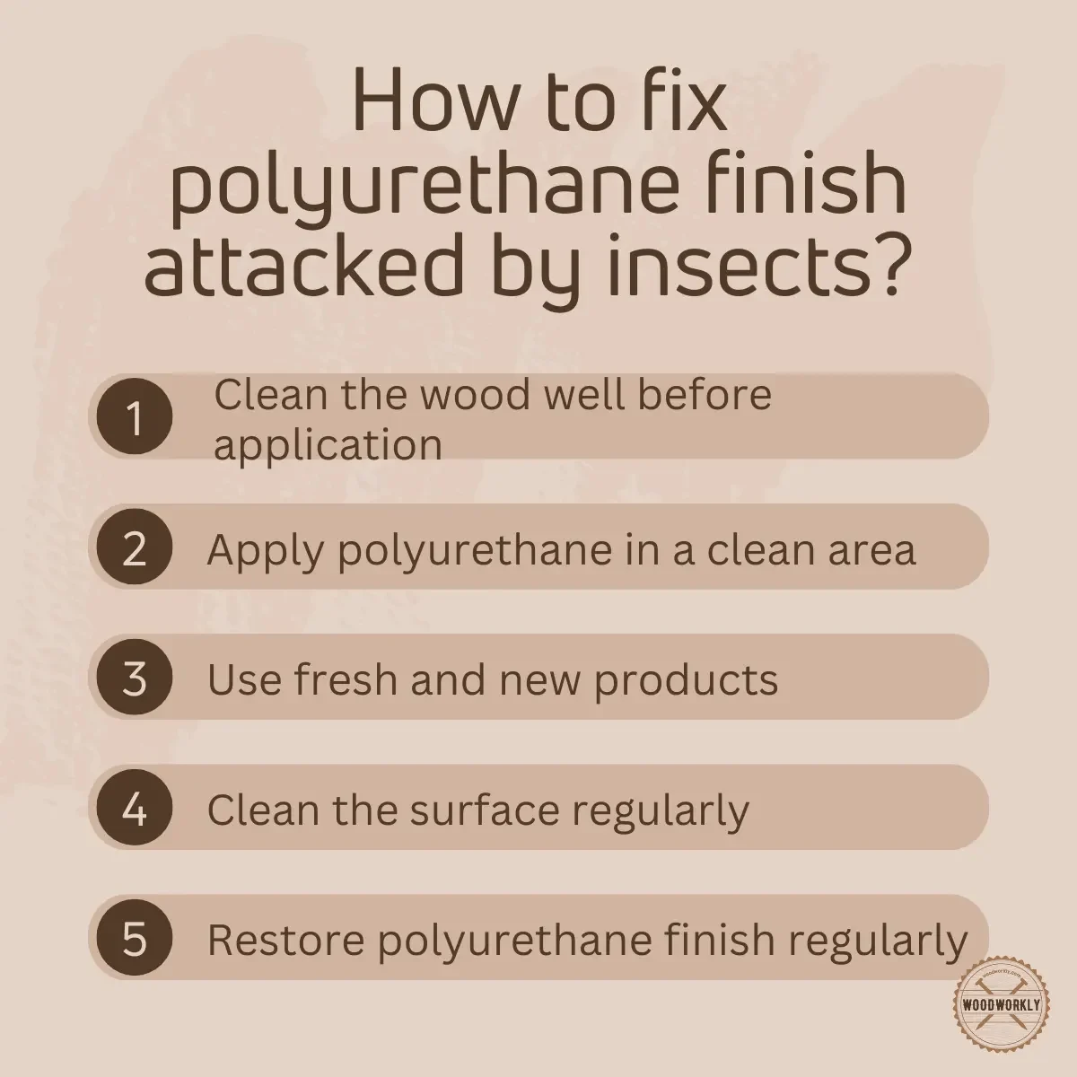how to fix polyurethane finish attacked by insects