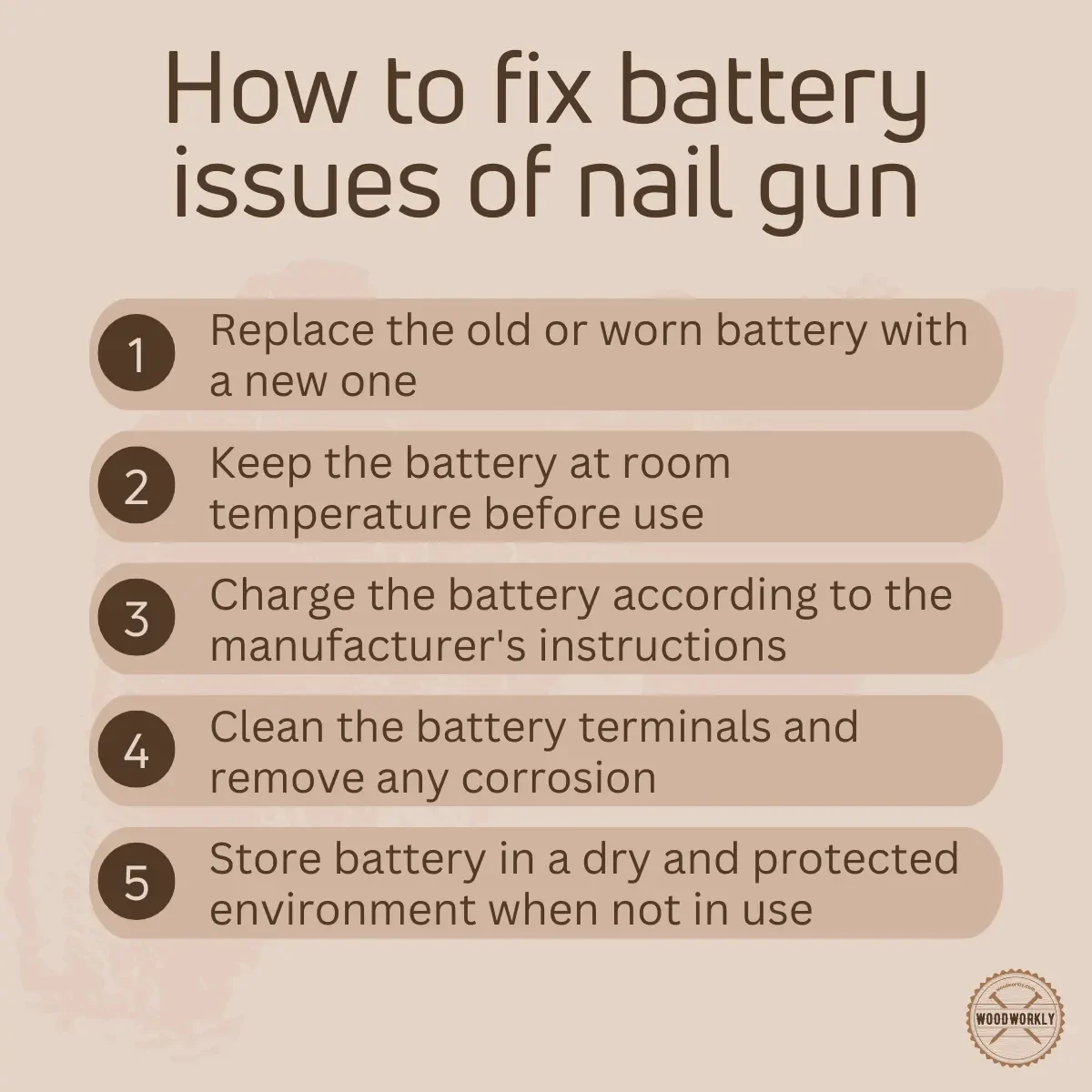 How to fix battery issues of nail gun