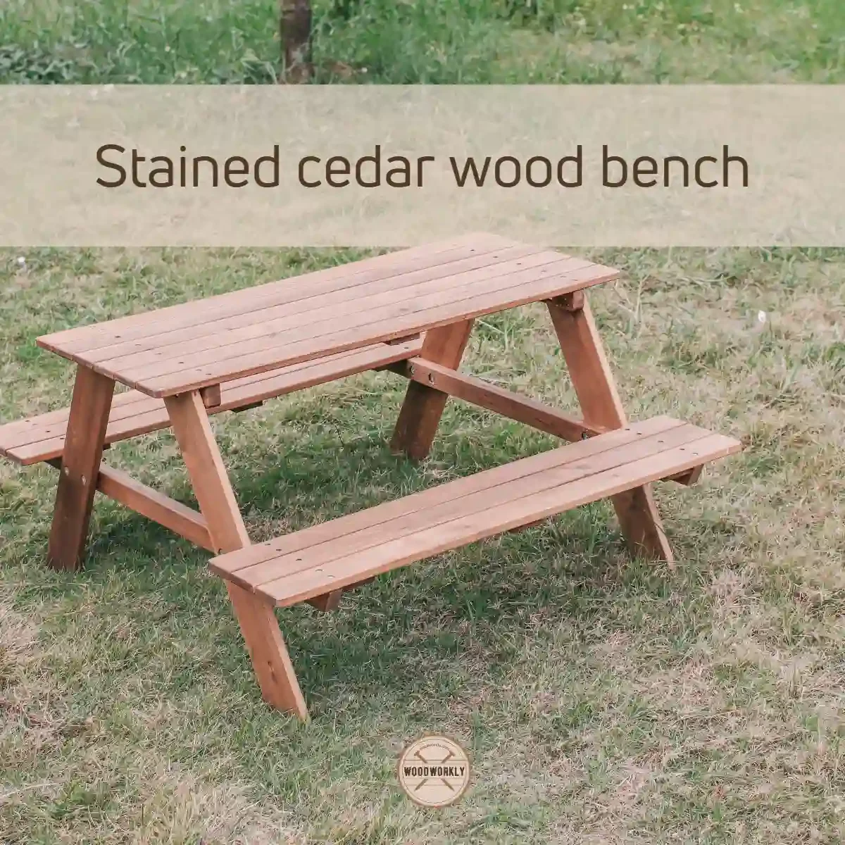 Stained cedar wood bench