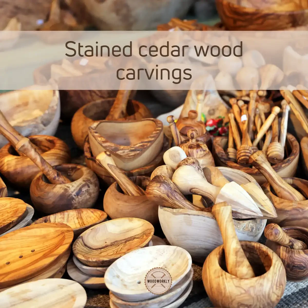 Stained cedar wood carvings