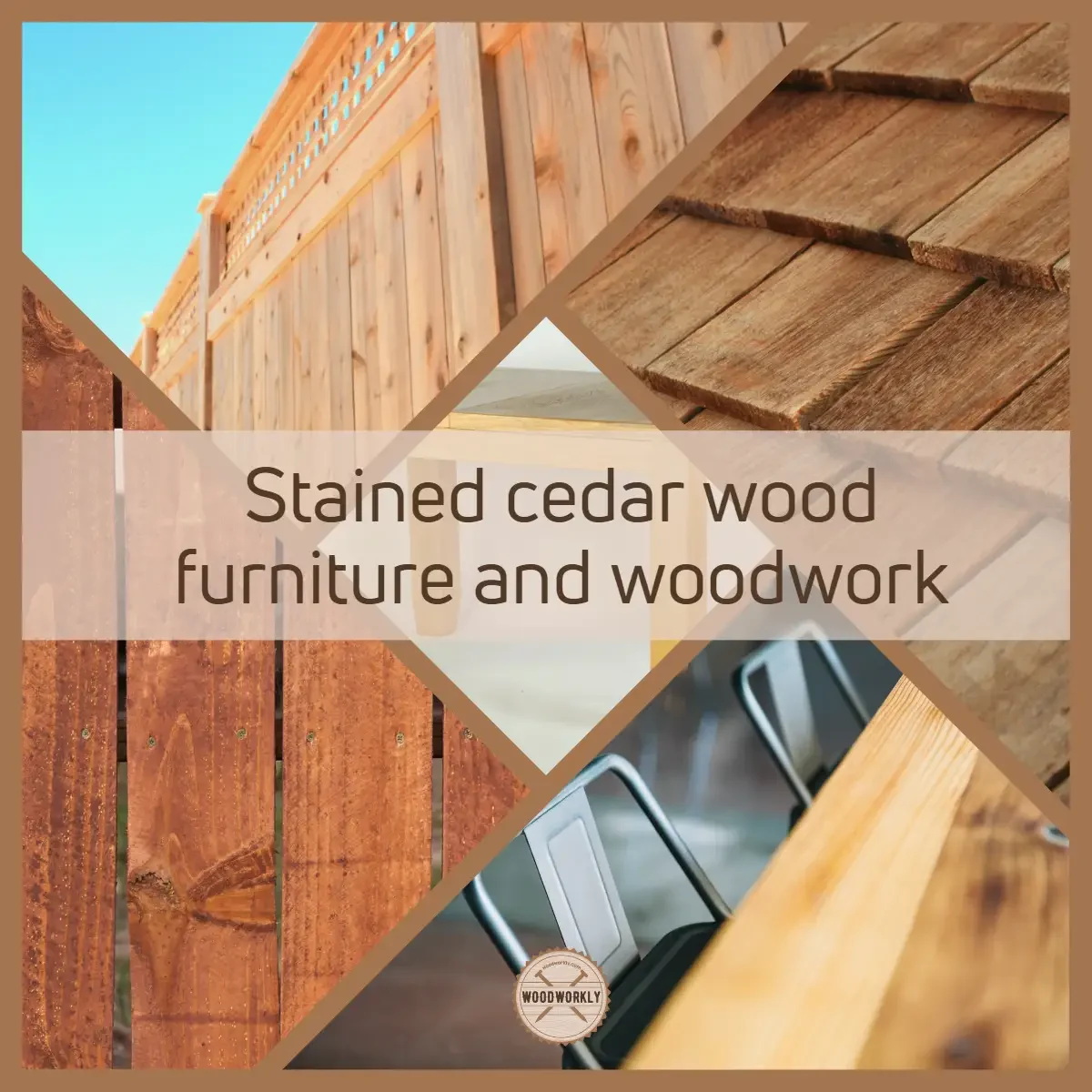 Stained cedar wood furniture and woodwork