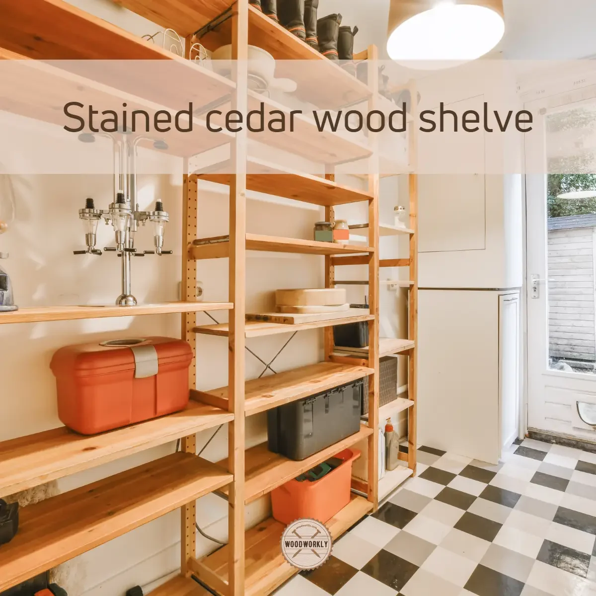 Stained cedar wood shelve
