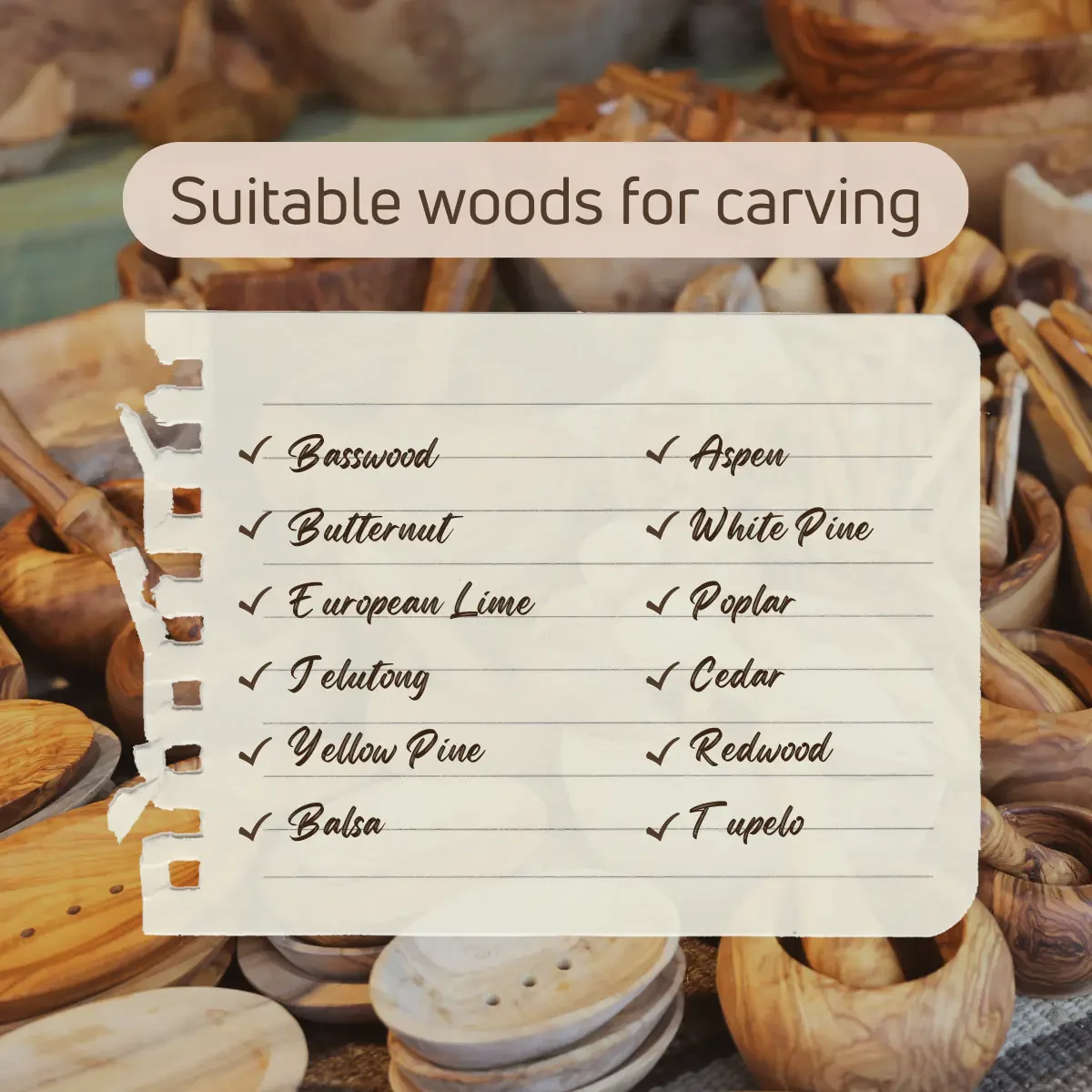 Suitable woods for carving