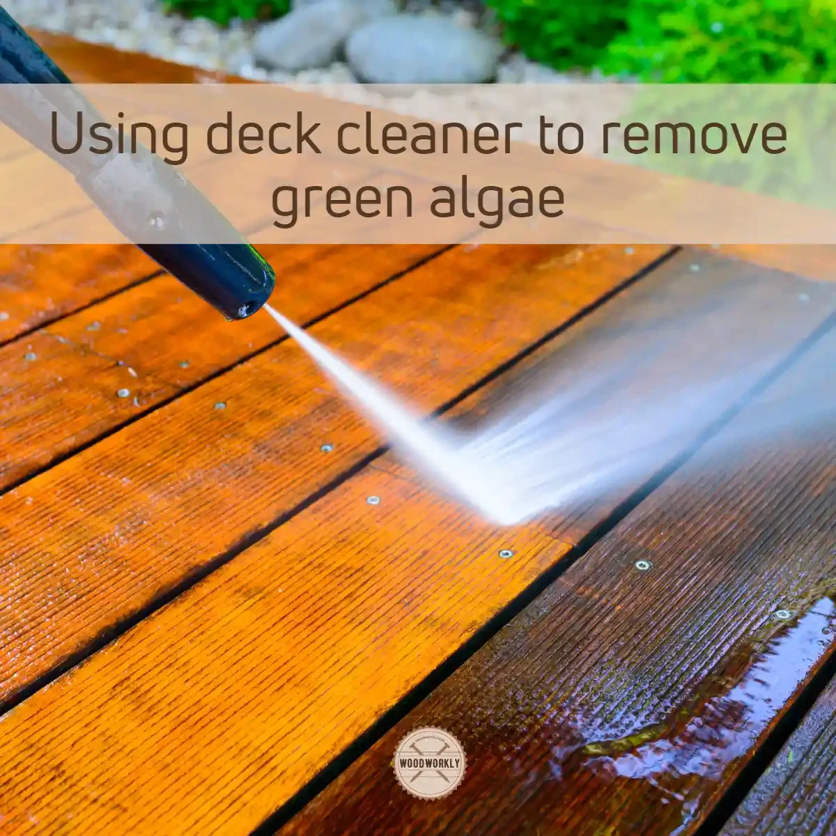 Using deck cleaner to remove green algae