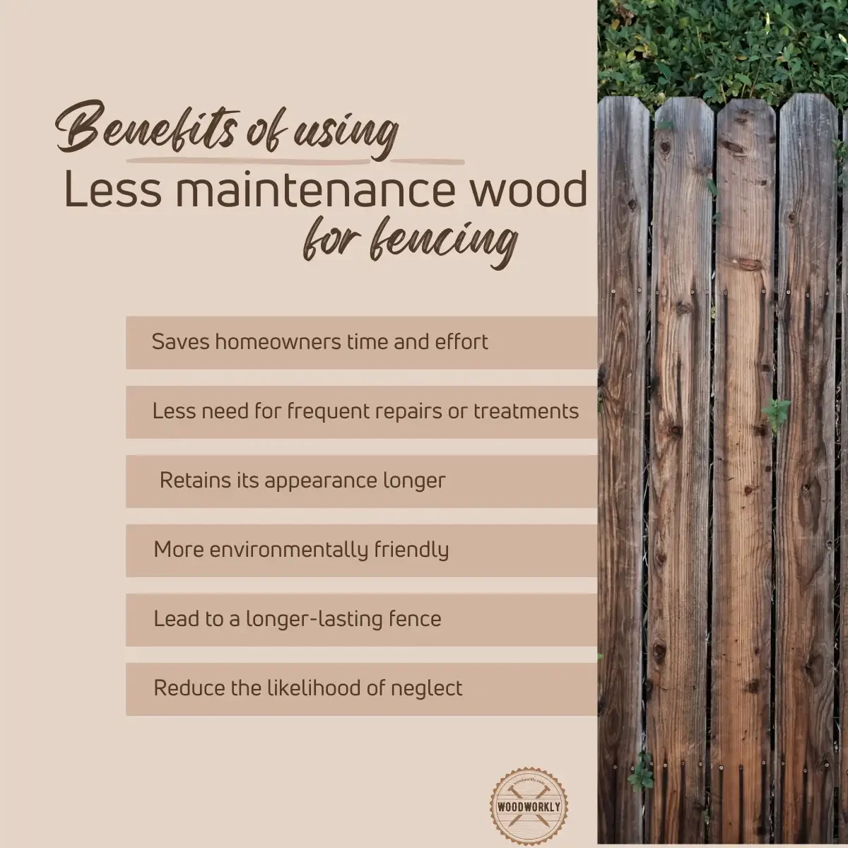 benefits of using a less maintenance wood for fencing