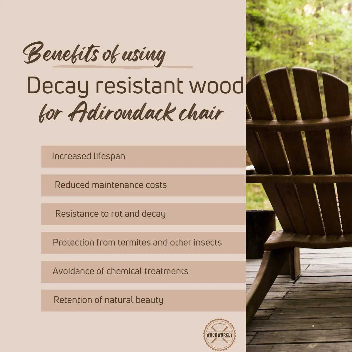benefits of using decay resistant wood for adirondack chairs
