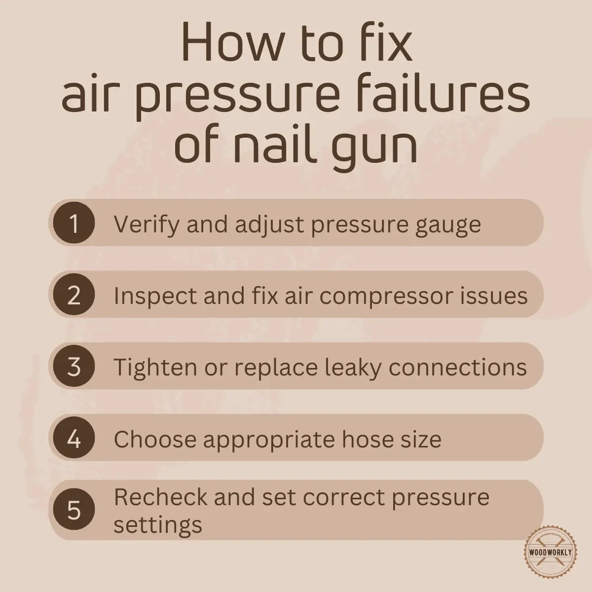 how to fix air pressure failures of a nail gun