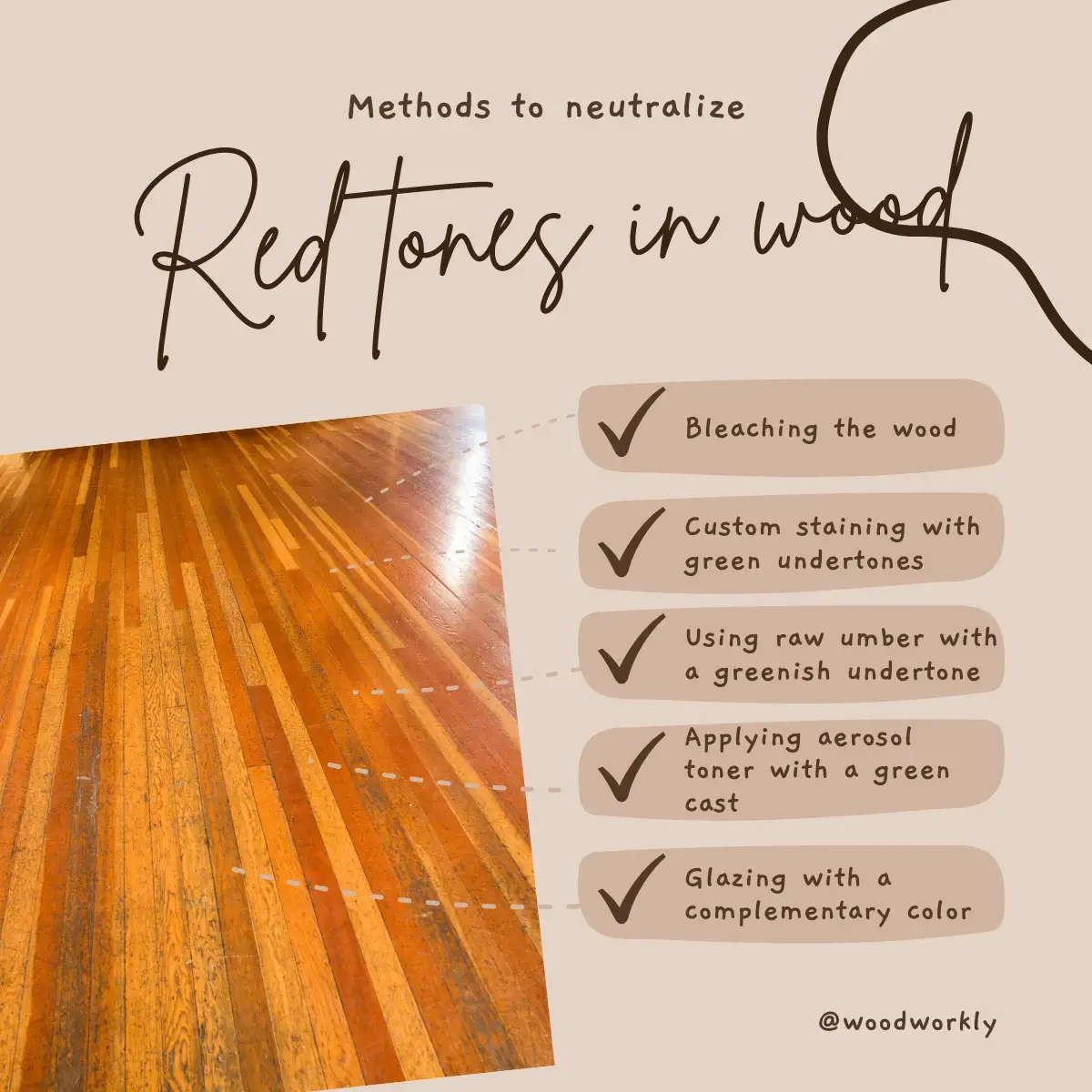 how to neutralize red tones in wood