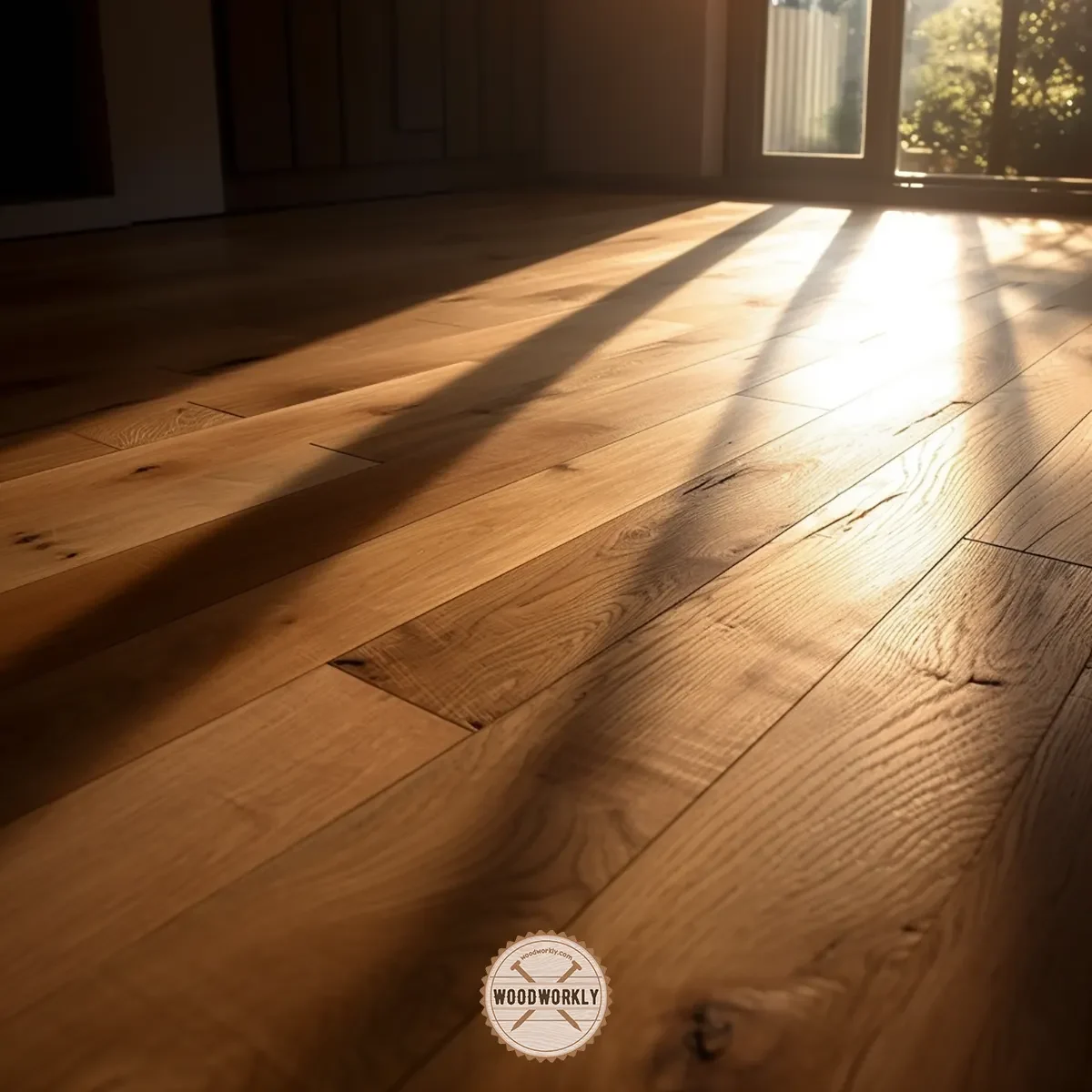 newly stained oak wood floor