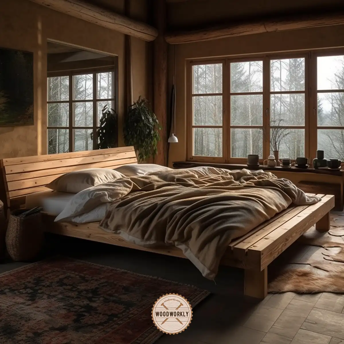 pine wood bed