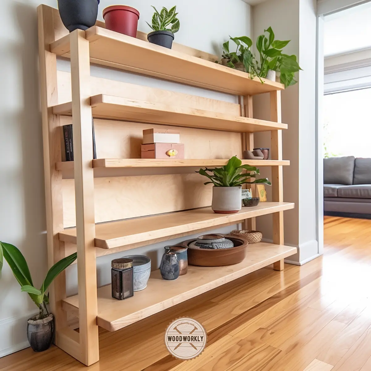 stained maple wood shelf