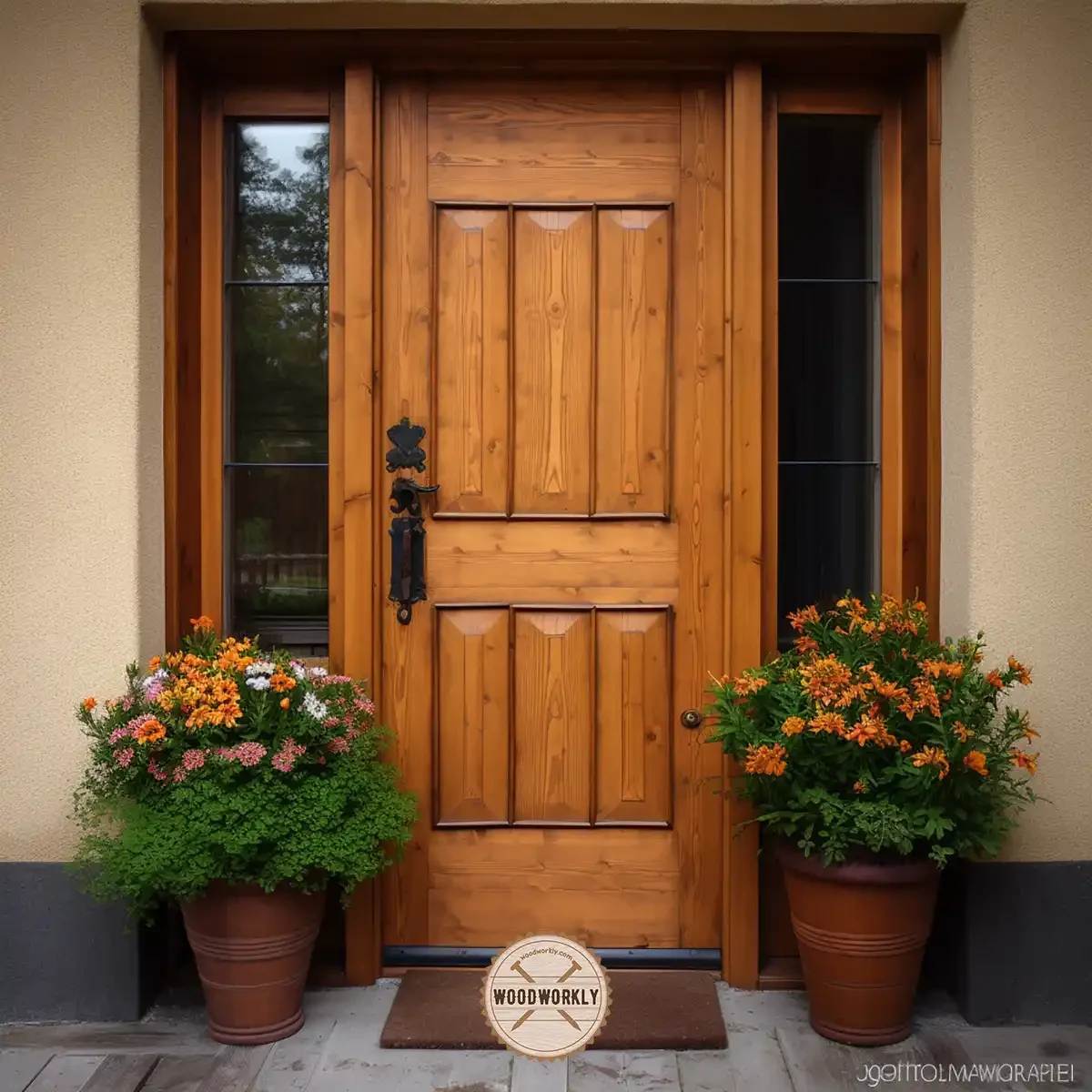 stained pinewood front door