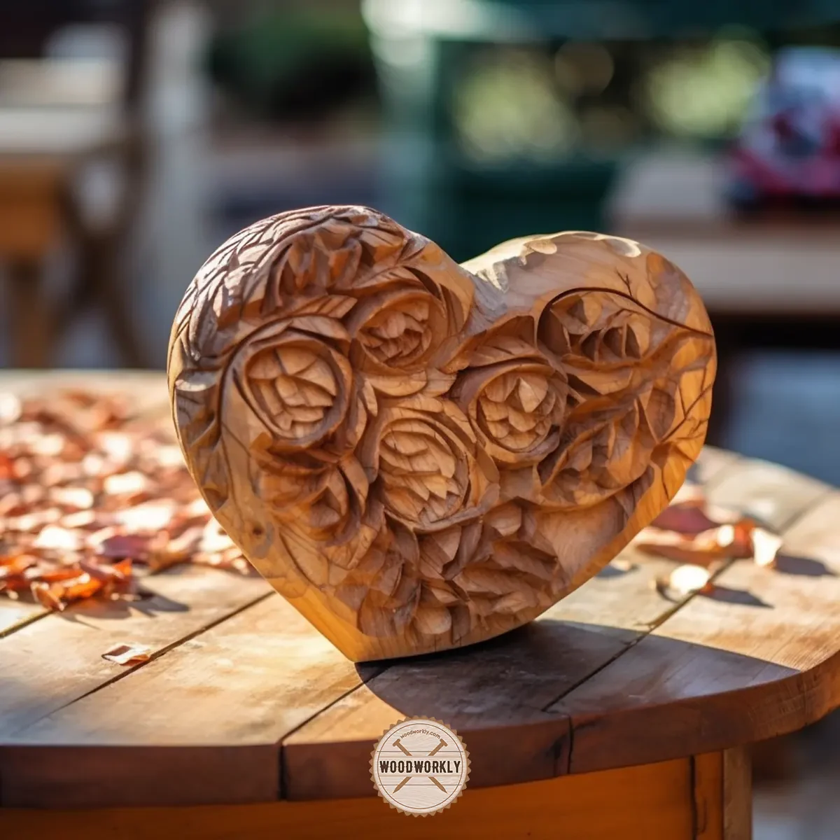 whittled heart shape with fine details