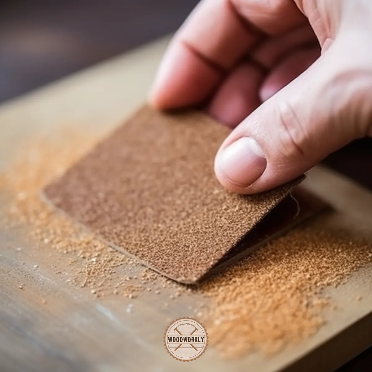 Burnishing wooden surface using a fine grit sandpaper
