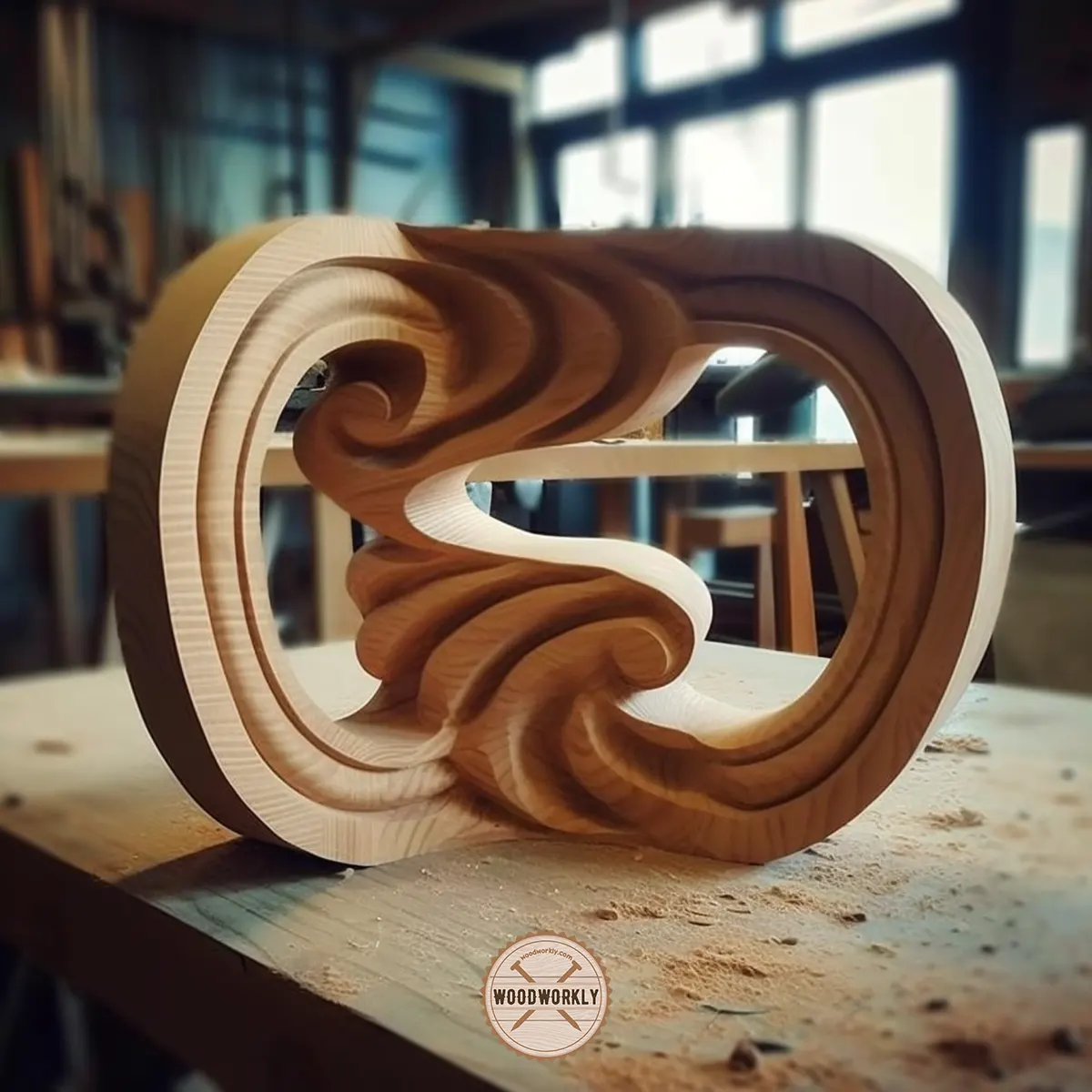 Decorate item made by bending thick wood