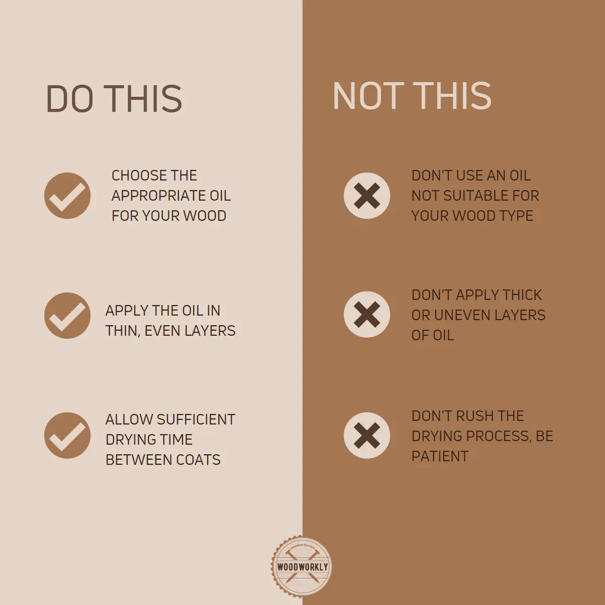 Do's and Dont's when hardening wood with oils
