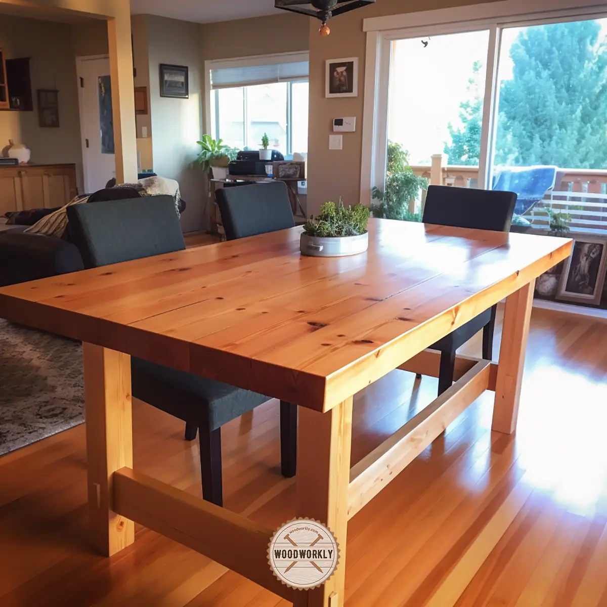 Stained Douglas fir dining table