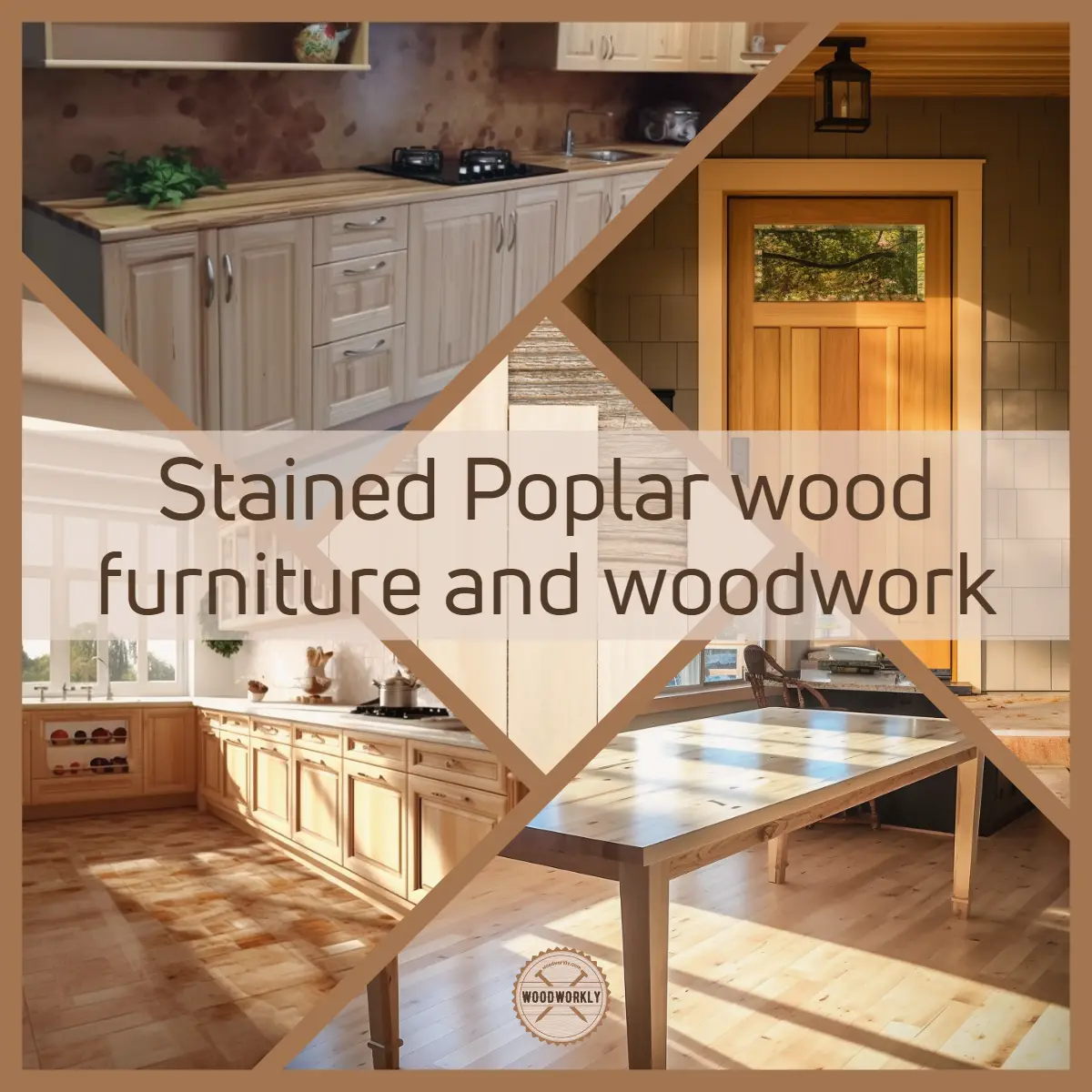 Stained Poplar wood furniture and woodwork