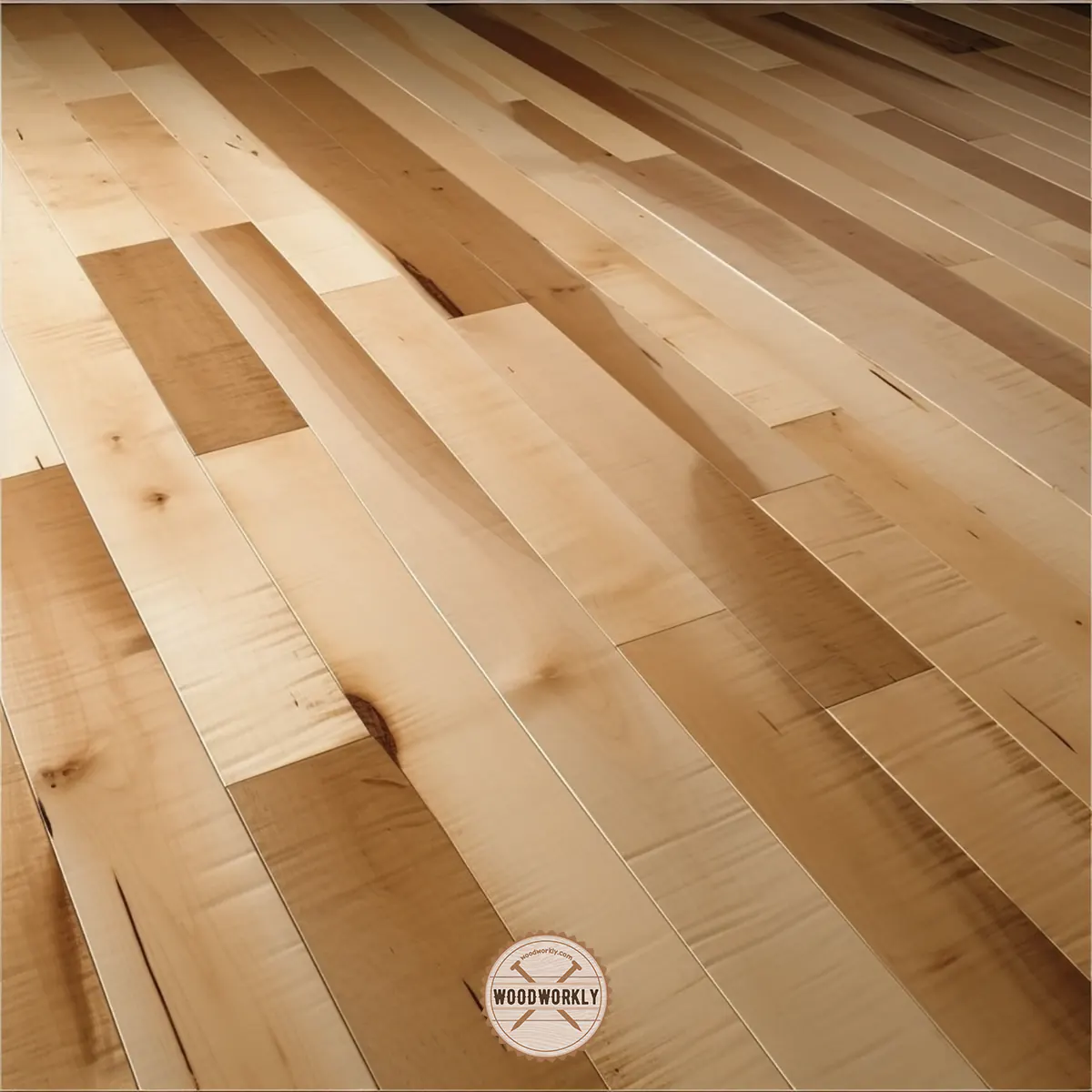 Stained birch flooring