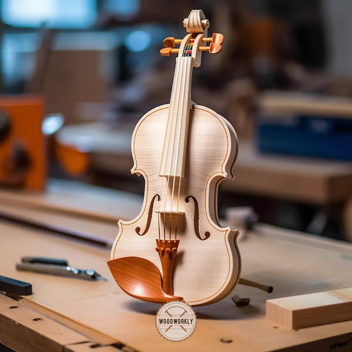 Violin made by bending balsa wood