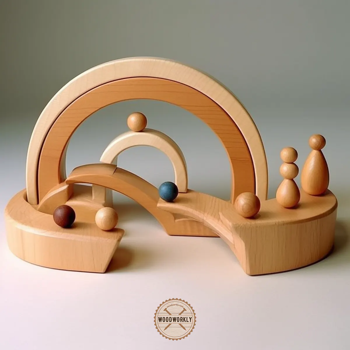 Wood toy made by bending wood pieces