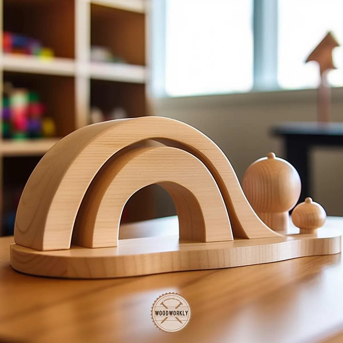 Wooden toy made by bending wood with water