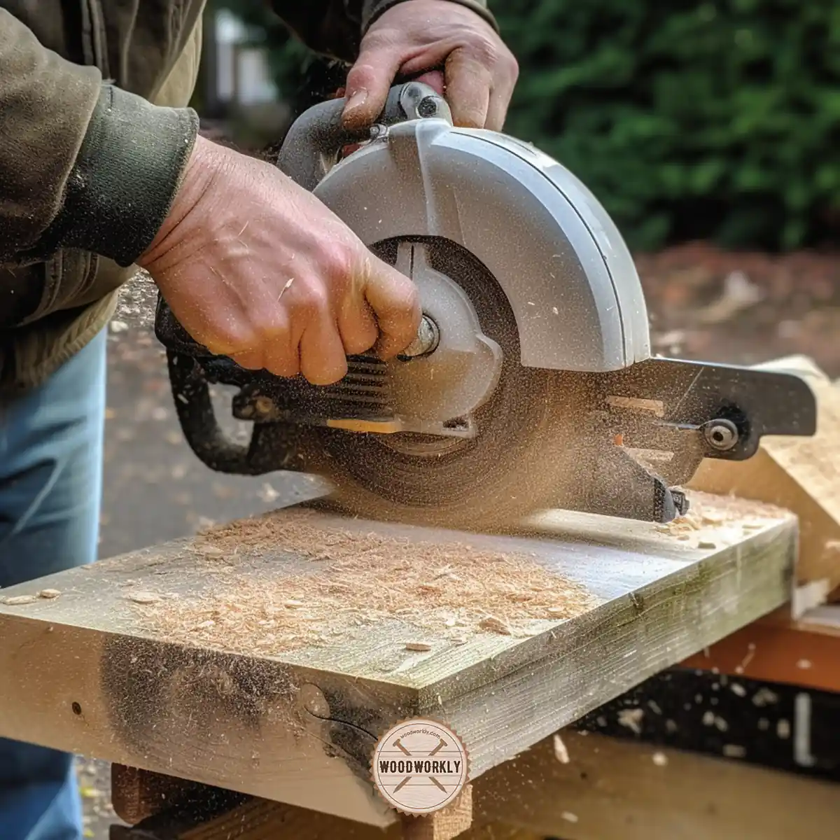 Cutting wood with a circular saw