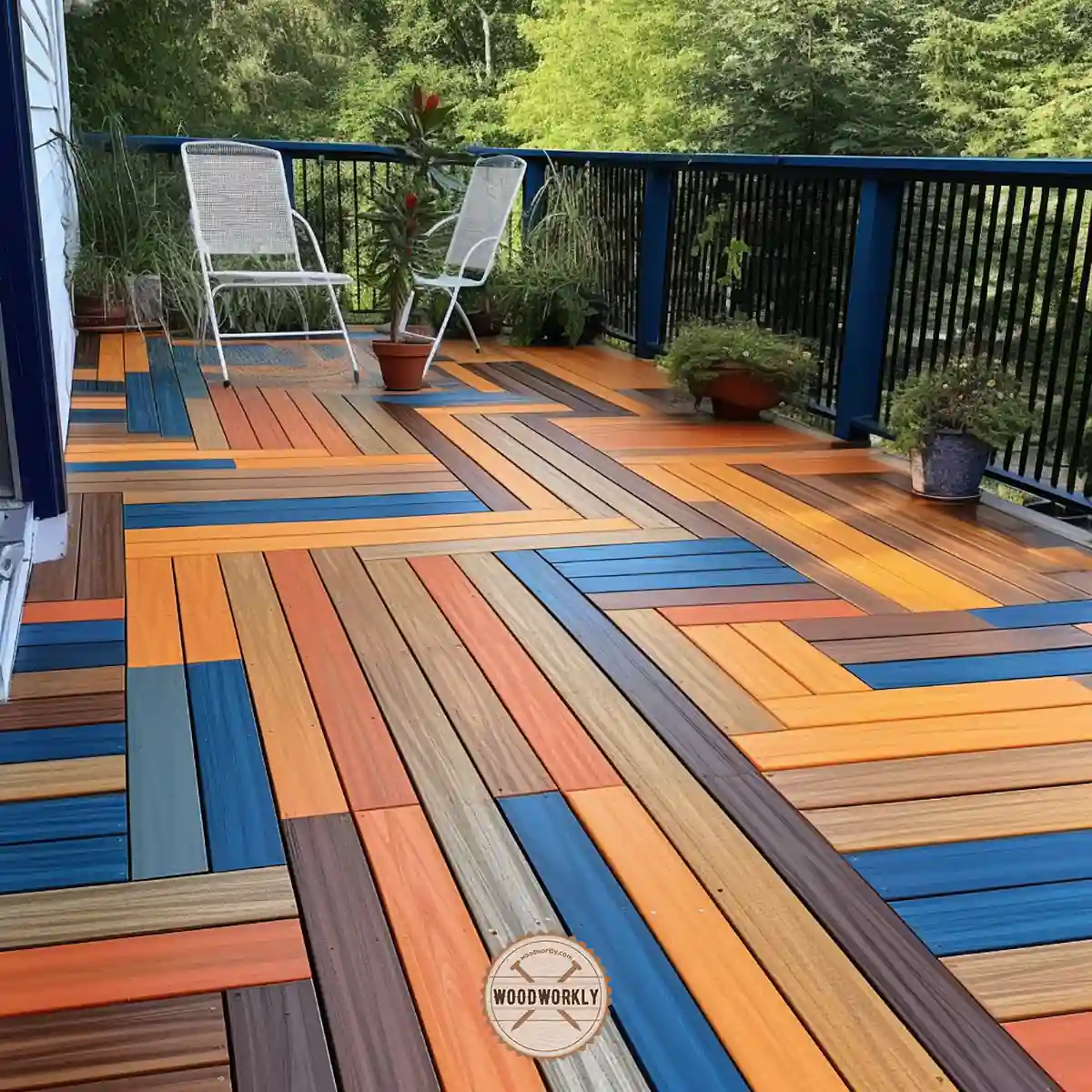 Deck stained by mixing different colors of stains