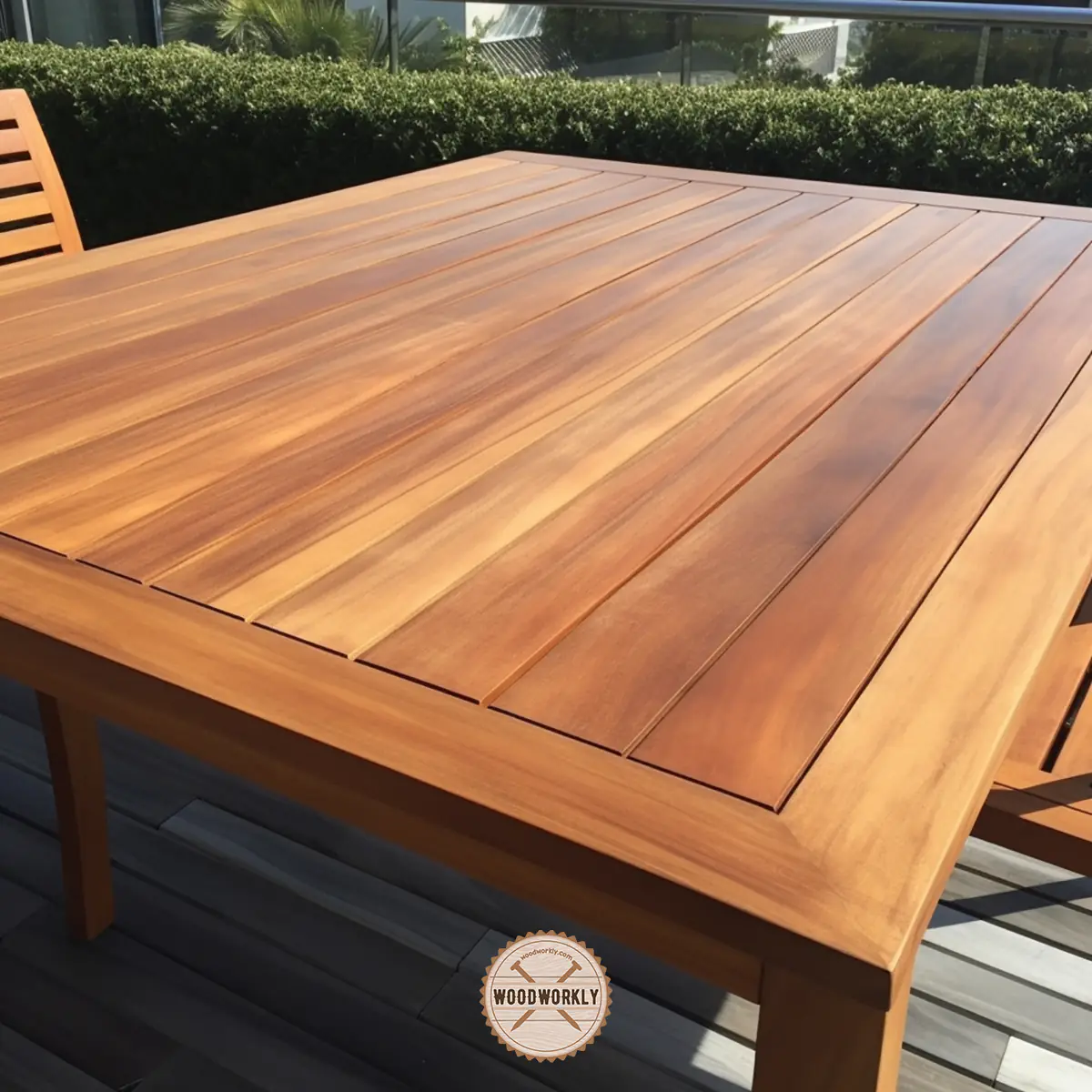 Dining table finished with teak oil