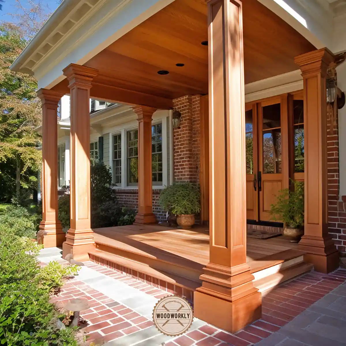Exterior wood columns made with strong woods