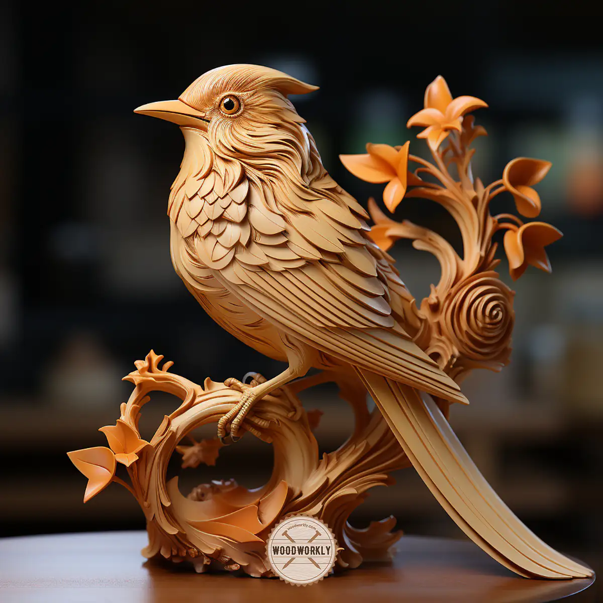 Lime wood carved bird