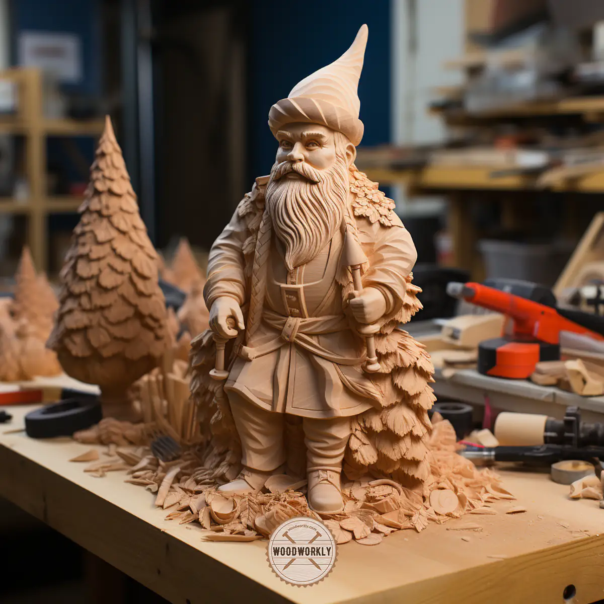 Lime wood carved gnome