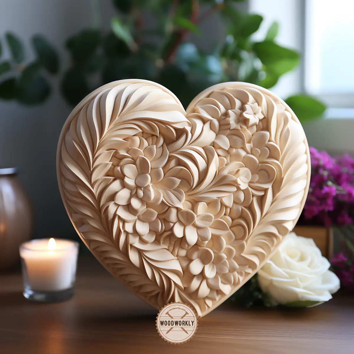Lime wood carved heart