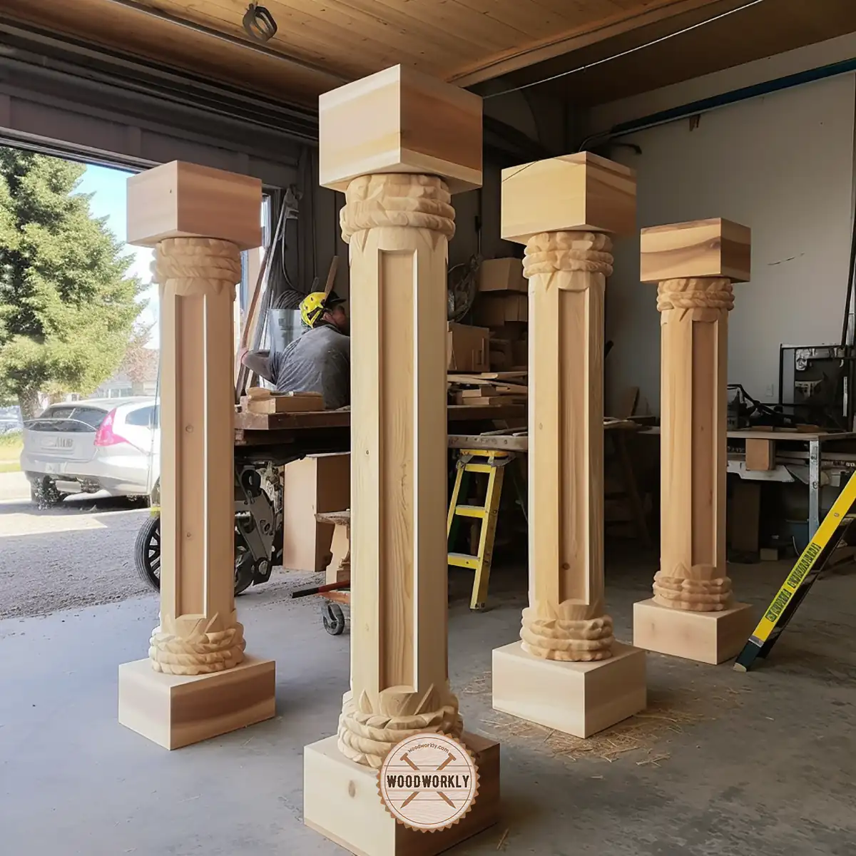 Poplar exterior wood columns