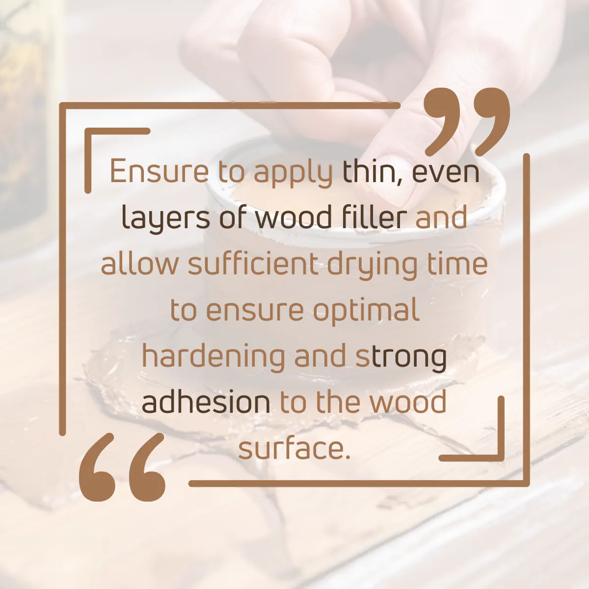 Wood filler hardening tip