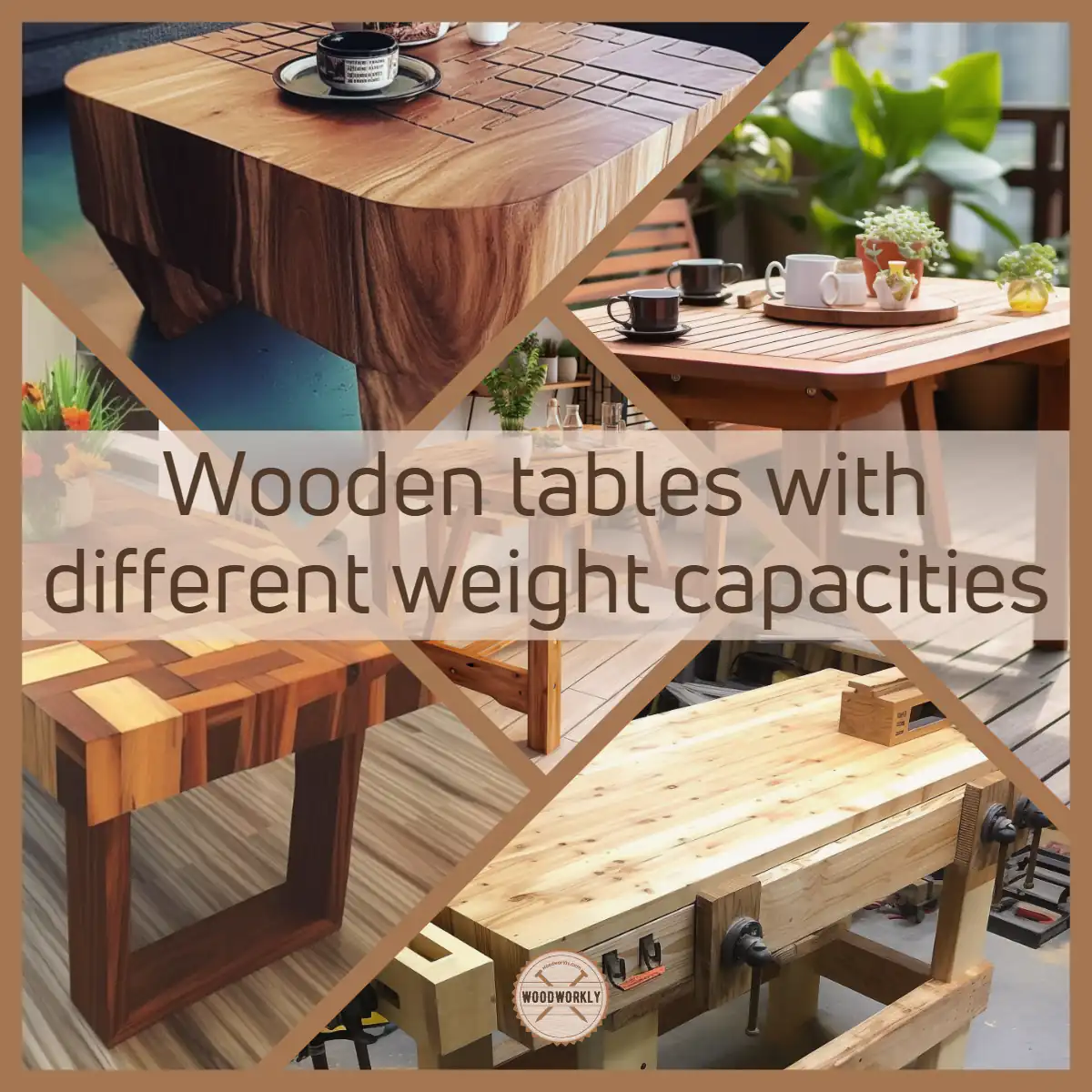 Wooden tables with different weight capacities