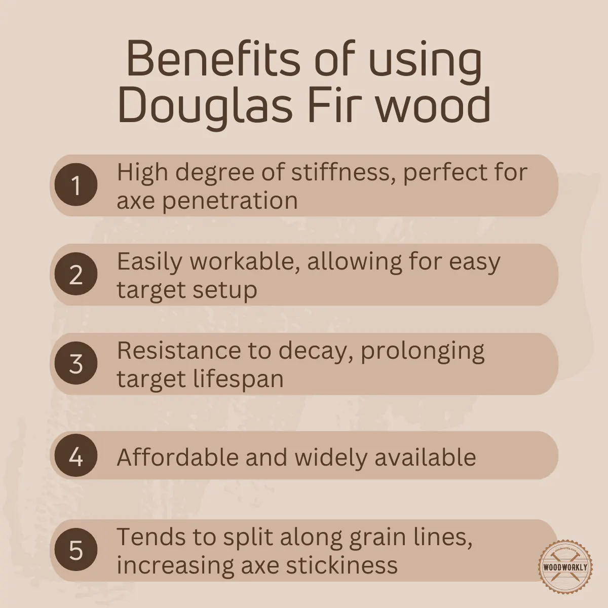 Benefits of using Douglas Fir wood as an axe throwing target